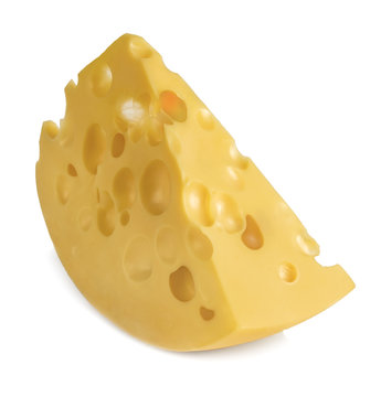 a piece of cheese with large holes
