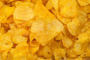 macro background of delicious fried potatos
