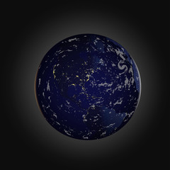 Vector globe icon of the world. night planet Earth