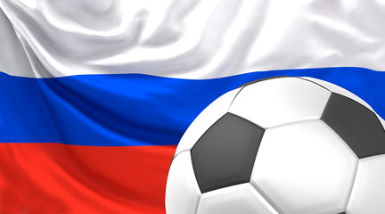 Obraz premium soccer football flag. russian colored flag 3d rendering2018 soccer football trophy. russian colored flag 3d rendering