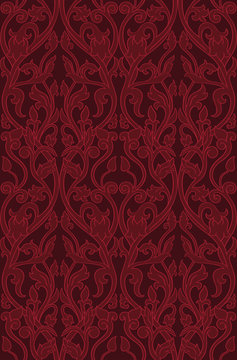 Red floral pattern.