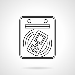 Subway payment by phone flat line vector icon