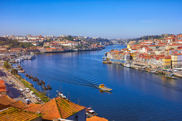 Old town skyline and Douro River. Porto