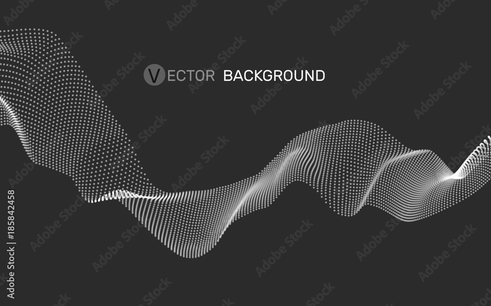 Aufkleber 3d abstract digital wave of particles and wireframe. futuristic vector illustration. technology conc