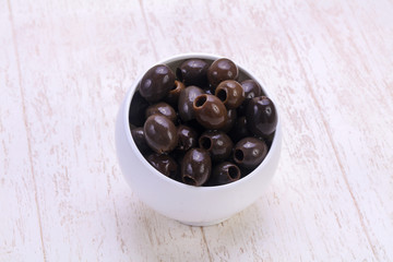 Pickled olives in the bowl