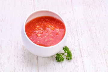 Horseradish sauce in the bowl