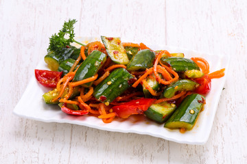 Pickled green cucumbers
