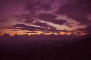 Mountain. Sunset landscape. Costa del Sol, Andalusia, Spain.