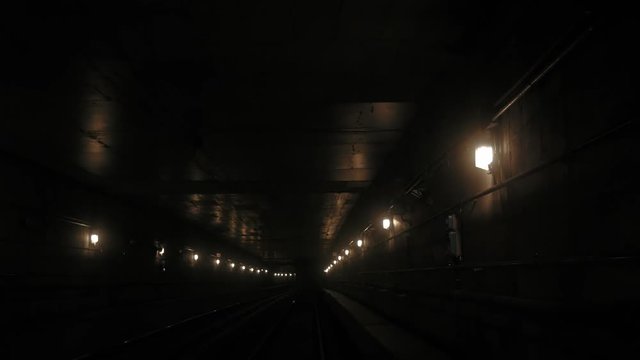 Driverless metro stopping at a station
