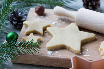 Cooking Christmas cookies gingerbread.