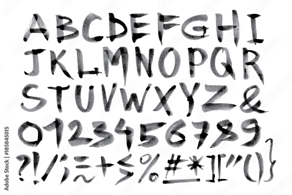 Poster calligraphic hand drawn font. handwritten alphabet in brush style. modern script in vector. handmade