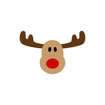 Red nosed reindeer vector. Christmas reindeer cute cartoon vector graphic illustration.