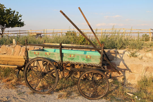 Old wooden cart in Cappadocia, Goreme. Turkey.