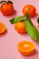 tangerine on a pink background