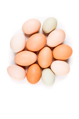 Farm fresh eggs on a white background