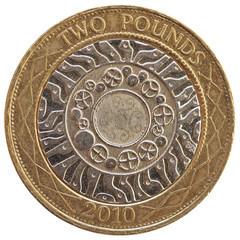 2 pounds coin, United Kingdom isolated over white