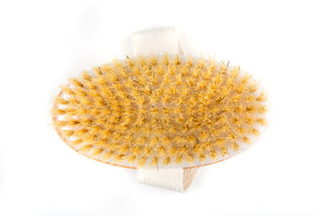 Dry body brush on a white background