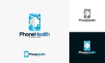 Phone health logo designs concept, Mobile Health logo template vector