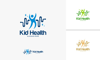 Kid Care logo designs concept, Child Health logo template vector, Happy Kid logo 