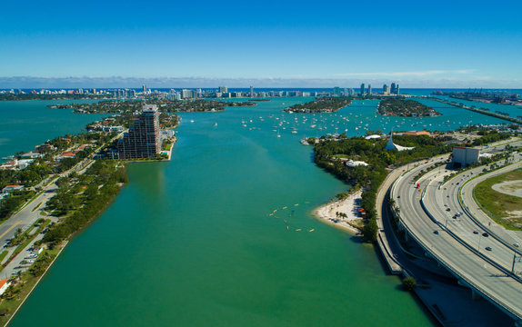Aerial image Miami Beach Biscayne Bay Florida