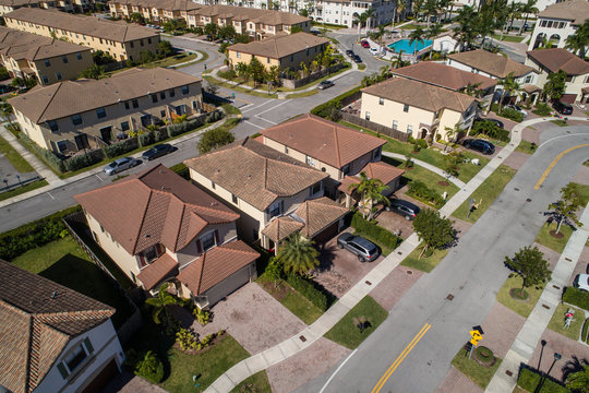 Aerial video of residential single family homes