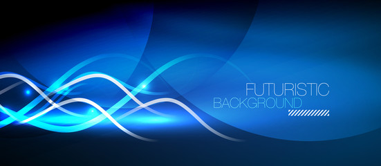 Bright neon lines wave