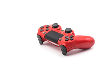 red video game controller isolated on white
