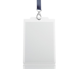 Fototapeta premium 3d White blank plastic ID badge with lanyard