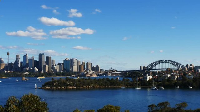 a time lapse of sydney harbour looking west from taronga zoo