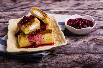 Pancakes with white filling