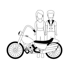 Fototapeta na wymiar rough motorcyclist couple avatar character