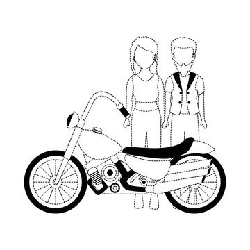 rough motorcyclist couple avatar character