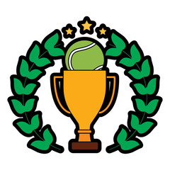 tennis trophy ball wreath award sport vector illustration