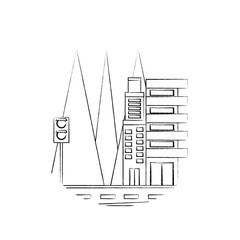 road with city buildings