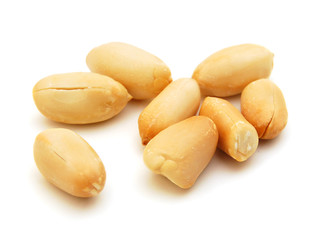 Processed peanuts isolated on white background