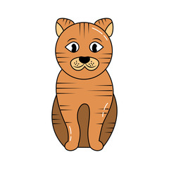 striped cat cartoon pet icon image vector illustration design 