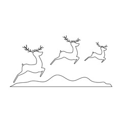 group of reindeer jumping scene