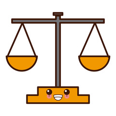 Balance justice symbol cute kawaii cartoon vector illustration