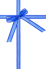 Blue ribbon over white paper