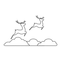 group of reindeer jumping scene vector illustration design