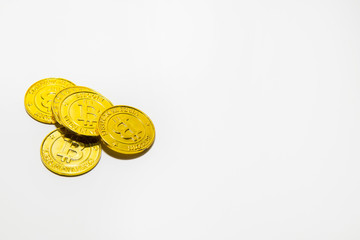 Gold Bitcoin or BTC.image Macro shots crypto currency Bitcoin coins electronic money..