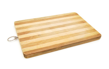 Wooden chopping board isolated on white background