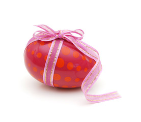 Spotted easter egg with bow pink with loop