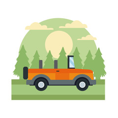 Off road sport truck In the forest icon vector illustration