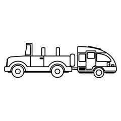 Off road sport truck with caravan trailer icon vector illustration