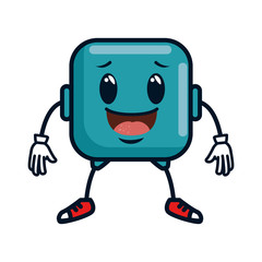 happy emoji square character vector illustration design