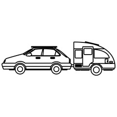 Car sideview vehicle with caravan trailer icon vector illustration