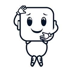 happy emoji square character vector illustration design