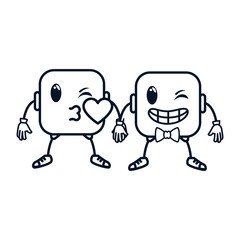 couple face emoji characters vector illustration design