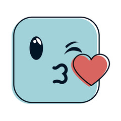 kissing face emoji character vector illustration design